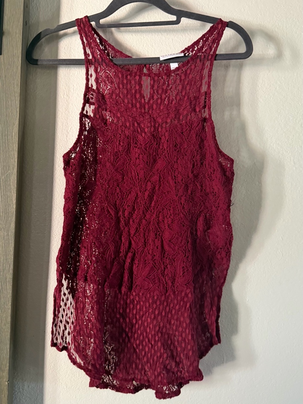 Shyanne Burgundy Lace Crochet Camisole Tank